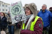 Liz Roebuck at the march to save Stubbington Study Centre