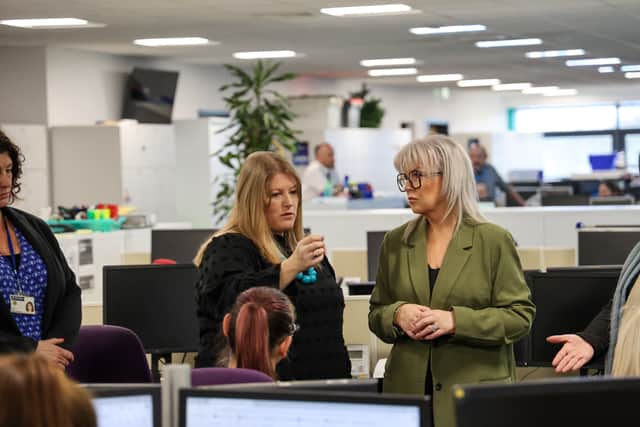 PCC Donna Jones and Victim's Commissioner Baroness Newlove visiting the Victim Care Hub at the Northern Police Investigation Centre
