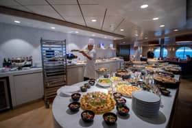 Inside the new electric hybrid ferry Saint Malo which will carry out her first commercial sailing on February 12, 2025.