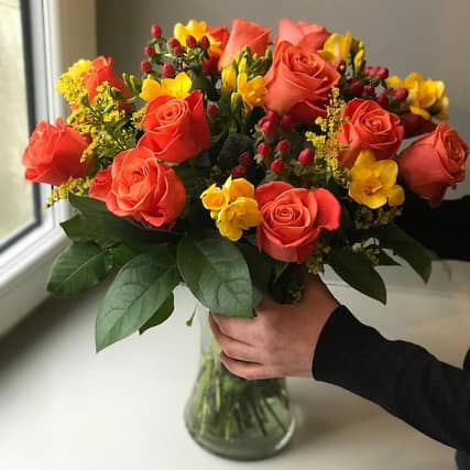 A full bouquet of roses and freesias delivered to your door for just over £20 is a bargain not to be missed