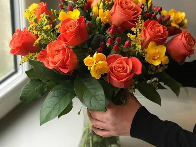 A full bouquet of roses and freesias delivered to your door for just over £20 is a bargain not to be missed