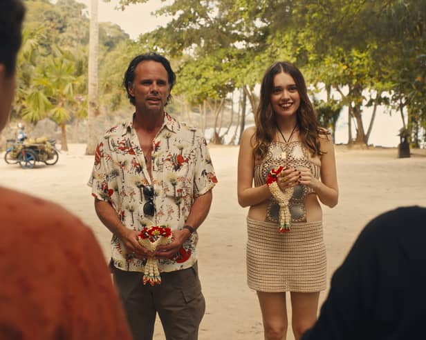 Walton Goggins and Aimee Lou Wood in The White Lotus season three