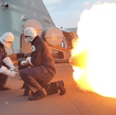 HMS Dragon, a Portsmouth-based destroyer, has carried out live firing drills as she nears a return to the Royal Navy fleet.