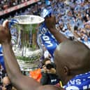Lassana Diarra celebrates Pompey's 2008 FA Cup success. Picture: Joe Pepler