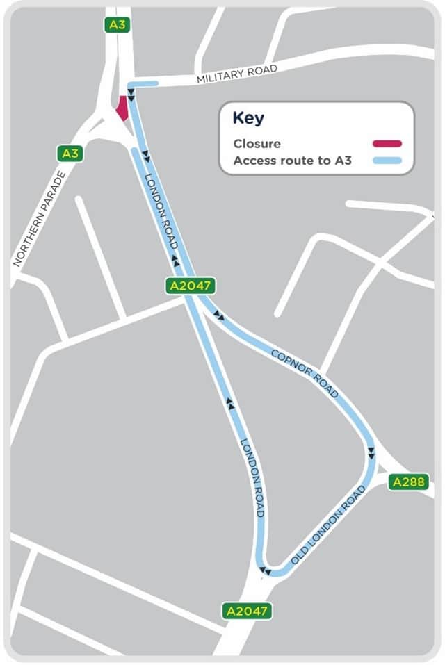 Closure of southbound London Road/Northern Parade junction at Hilsea for SGN gasworks project