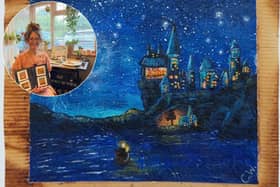 An artist has added a touch of magic to used tea bags by painting scenes inspired from Harry Potter and The Lord of the Rings on them.
Caroline West, 50, from Waterlooville, Hampshire, has been painting on used tea bags since August 2023.