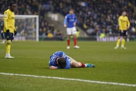 Callum Lang’s Pompey season is over after being forced off with injury at Oxford United.
