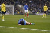 Pompey's Callum Lang was forced off with injury at Oxford United today.
