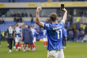 Mark O'Mahony takes a selfie at the final whistle at Oxford United