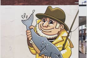 The mural design for Mick's Fishing Tackle shop in Mengham Road, Hayling Island