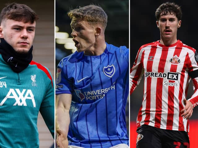 Terry Devlin (c) has to try and displace Liverpool's Conor Bradley (L) and Trai Hume of Sunderland (R) in the Northern Ireland team. 