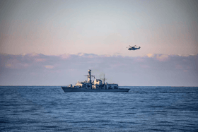 Defence secretary John Healey said Royal Navy operations in the High North off the coast of Norway will be stepped up. Pictured is HMS Somerset charging down allied submarines while operating in Norway.