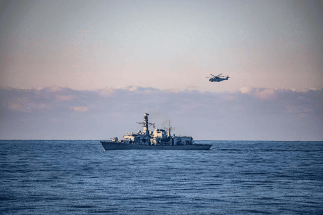 Defence secretary John Healey said Royal Navy operations in the High North off the coast of Norway will be stepped up. Pictured is HMS Somerset charging down allied submarines while operating in Norway.