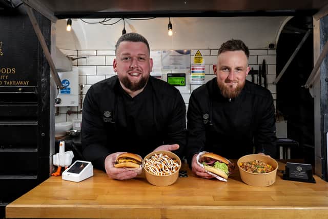 Business owners Jordan Watts and Mike Prowting, right. MJ Fine Foods has a new pitch at Emsworth Sports and Social club

Picture: Chris Moorhouse (150225-31)