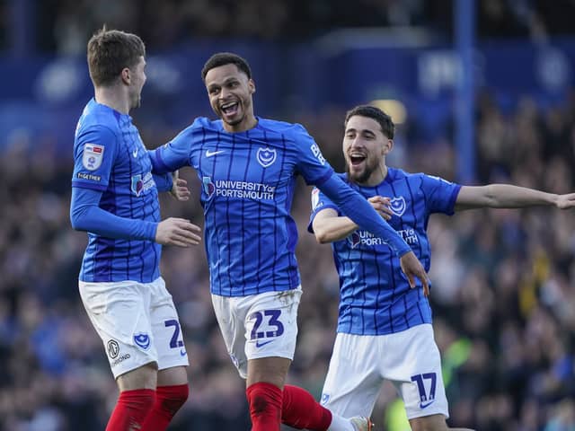 Josh Murphy celebrates his goal in Pompey's win over QPR.