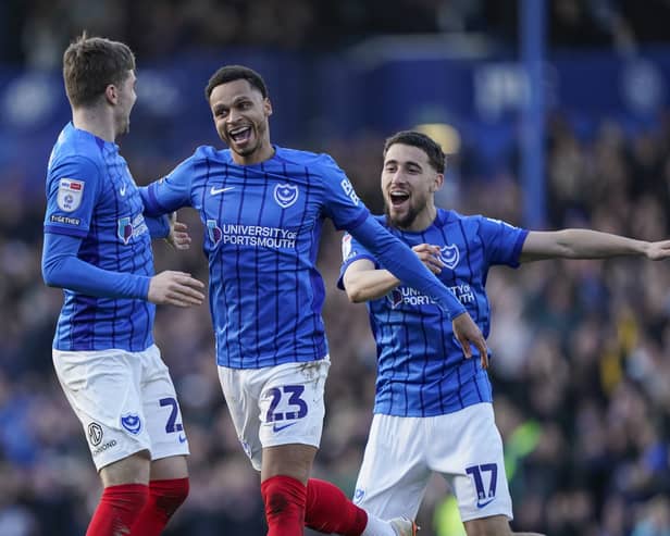 Josh Murphy celebrates his goal in Pompey's win over QPR.