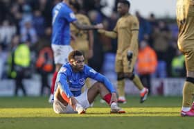 An exhausted Josh Murphy following an inspirational performance in Pompey's 2-1 triumph over QPR. Picture: Jason Brown/ProSportsImages