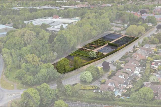 An aerial view of the site for the new Aldi in Horndean next to Keydell Nurseries