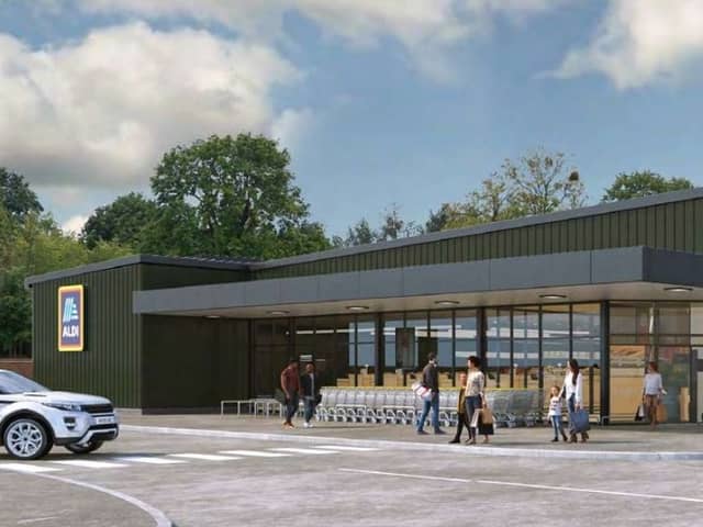 An artist's impression of what the new Aldi in Horndean will look like