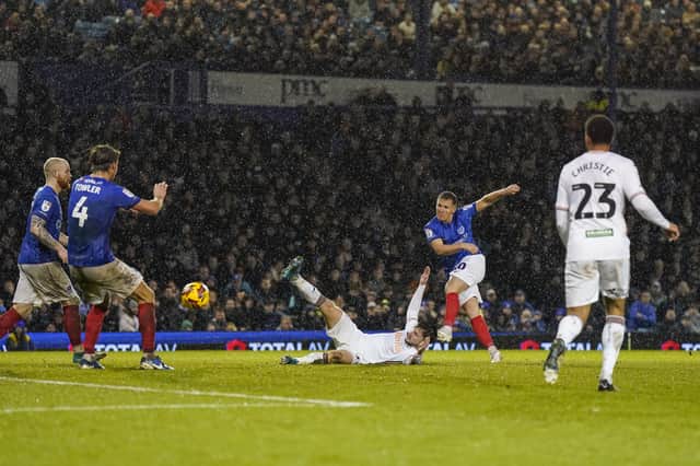 Matt Ritchie fires in a shot during Pompey's New Year's Day 4-0 victory over Swansea. Picture: Jason Brown/ProSportsImages