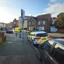 Victoria Road South was closed this afternoon while police investigated a crash between a marked police car and a van.