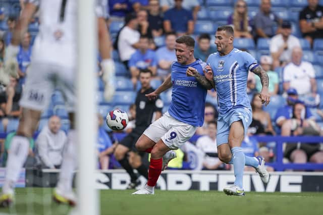 Colby Bishop's first Pompey outing was a pre-season friendly against Coventry in July 2022. Picture: Jason Brown/ProSportsImages