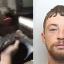 Man wrestles police officer to the ground and strangles him.
