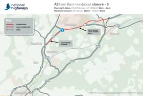 Southbound carriageway closure between Longmoor Interchange and Ham Barn Roundabout. Local access only between Liphook Interchange and Longmoor Interchange.
This closure will take place between 9pm on Friday, February 28 and 6am on March 3. 