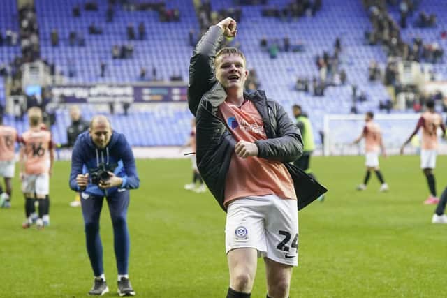 Pompey's Terry Devlin at Reading last season. Pic: Jason Brown/ProSportsImages