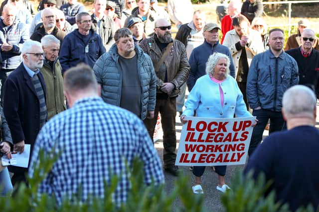 Protest near Wates House against plans for homes in Fareham to be used for asylum seekers
Picture: Chris Moorhouse (010325-31)