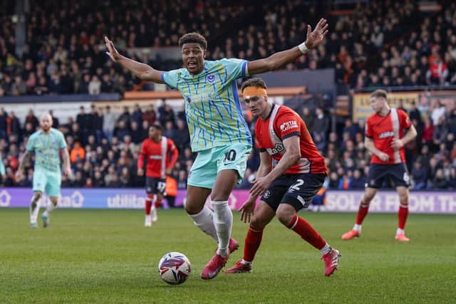 Pompey's Kusini Yengi in action at Luton. Pic: Jason Brown/ProSportsImages