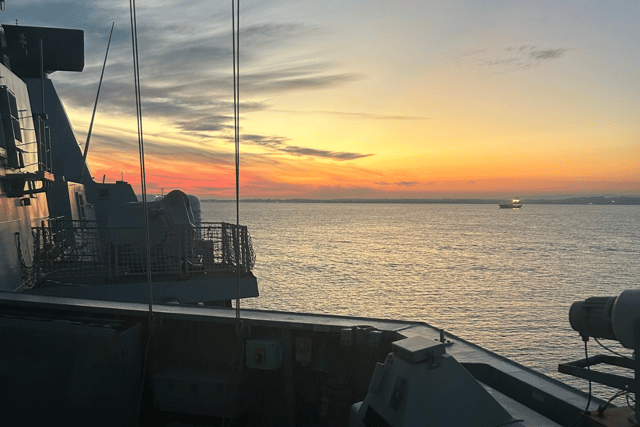 Royal Navy Type 45 destroyer HMS Dauntless left Portsmouth over the weekend and has been carrying out several training drills.