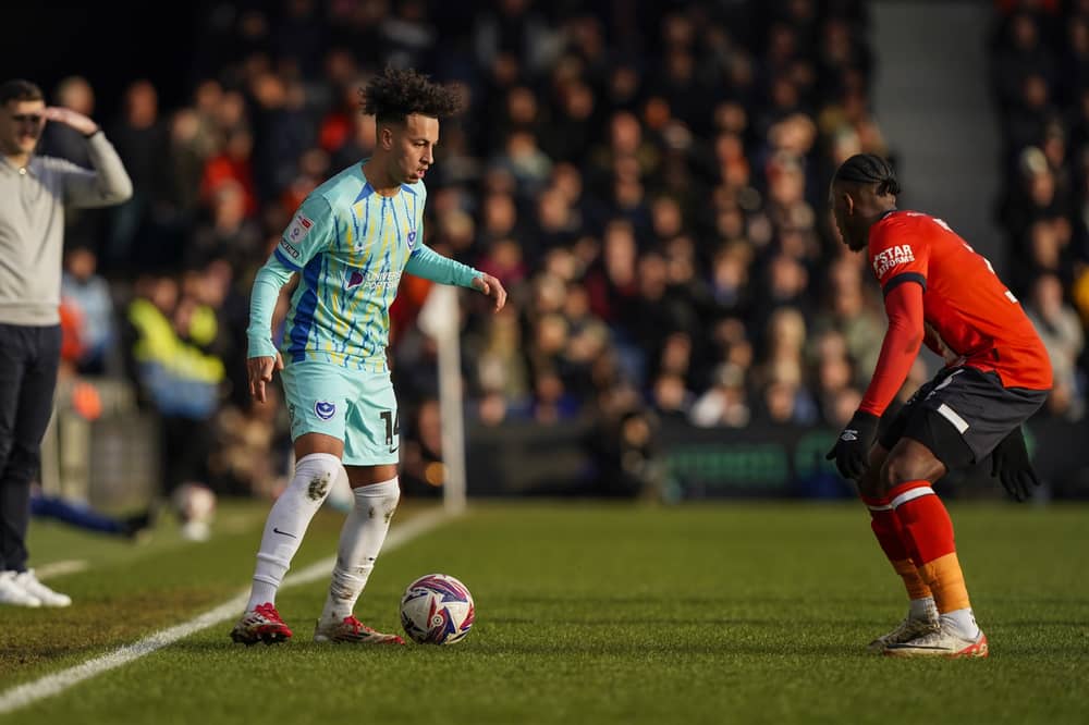 Kaide Gordon made only his second Pompey appearance as John Mousinho's men lost 1-0 at Luton. Picture: Jason Brown/ProSportsImages