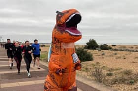 Arnie Delstanche is aiming to beat a world record he set last year when he became the fastest marathon runner in a full-body inflatable costume.
