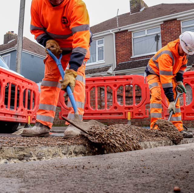 Work is underway on Grove Road in Gosport to re-route roof and garden drainage to the correct sewage pipes.
Picture: Habibur Rahman