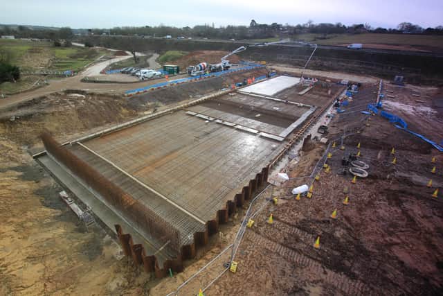 Image of construction site alongside the M27 - copyright Hampshire County Council: