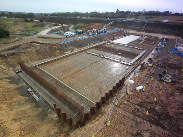 Image of construction site alongside the M27 - copyright Hampshire County Council: