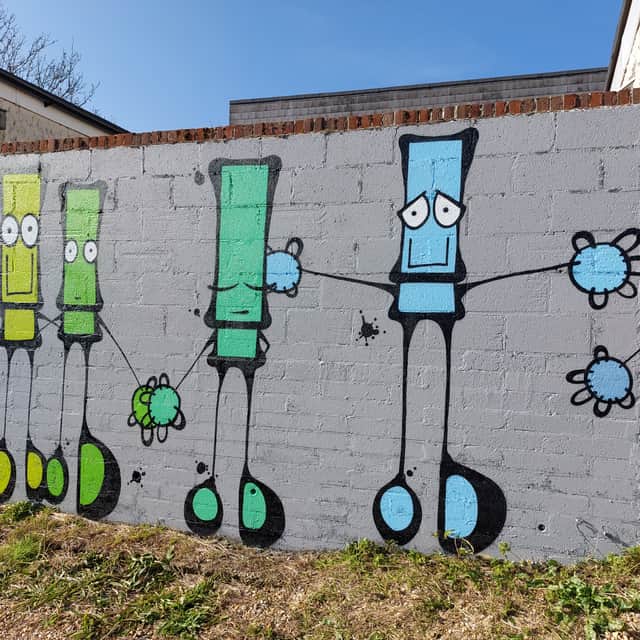 The work was painted on the side of The Pink Party shop in Stakes Hill Road.