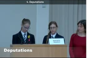 Matilda and Charlotte speaking at Hampshire County Council select committee in regards to the proposal to close Stubbington Study Centre