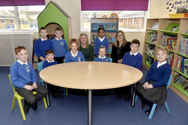 Bedenham Primary School in Bridgemary Avenue, Gosport, has received good in all Ofsted categories following its recent inspection.

Pictured is: (back l-r) Logan Brighton, Albie Wakefield, Laura Gibbs, head of school, Ajani Rasitharan and Sharon Freeley, executive headteacher with (front l-r) Flynn Speight, Harry Pook, Tilly-Rose Greenwood, Daisy Langridge, Lewis Fyfe and Sunniva Rashley. 

Picture: Sarah Standing (070325-412)