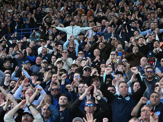 Pompey fans were in full voice as they enjoyed the occasion with John Mousinho's side toppling Championship leaders Leeds United. Pics: Graham Hunt/ProSportsImages