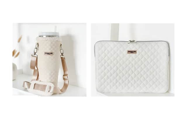 Coconut Lane Quilted Tumbler Carry Case and  Quilted Milky Coconut Laptop Sleeve