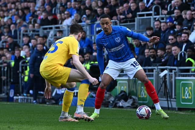 Cohen Bramall produced an eye-catching cameo off the bench in Pompey's 1-0 victory over Leeds. Picture: Graham Hunt/ProSportsImages