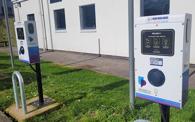 EV chargers at the University of Portsmouth