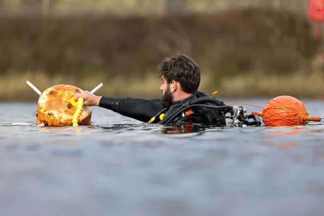 Adventurer Bear Grylls, former Portsmouth North MP Penny Mordaunt and other guests were given a tour of a Royal Navy base on Horsea Island - showcasing divers and their sophisticated equipment.