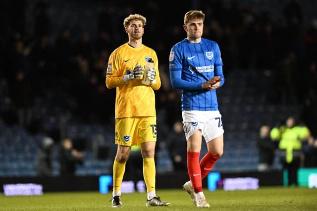 Nicolas Schmid and Zak Swanson at the end of a disappointing 2-1 defeat to Plymouth. Picture: Graham Hunt