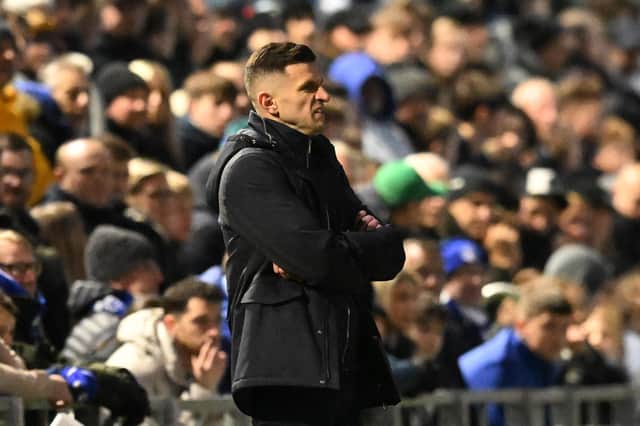John Mousinho has sounded a relegation wake-up call to Pompey after a 2-1 defeat to Plymouth. Picture: Graham Hunt/ProSportsImages