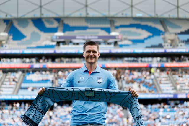 Former Pompey defender Alex Grant signed for Sydney FC in February as Hayden Matthews' replacement. Picture: Darrian Traynor/Getty Images