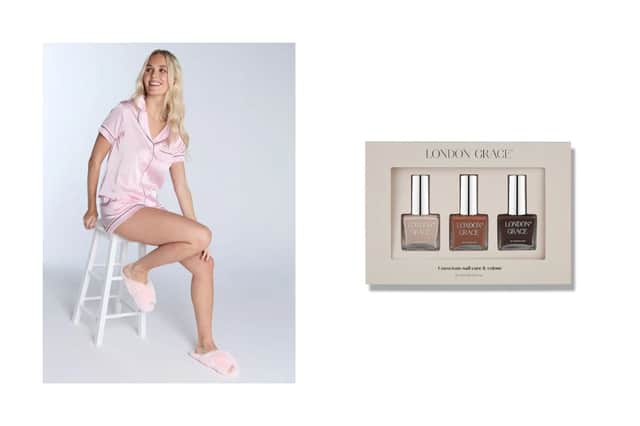 Boux Avenue Luxe satin short pyjama set  or London Grace Nail Polish gift set