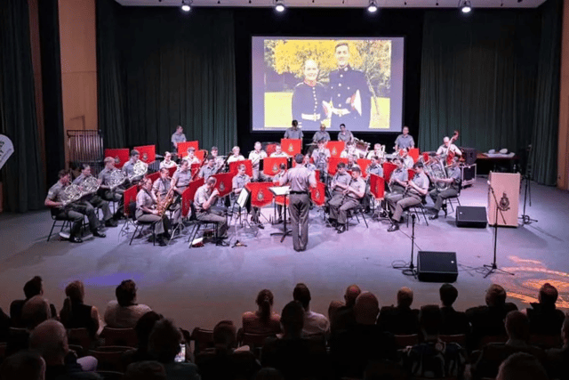 A Royal Marines Band Service (RMBS) performance - with personnel supporting the 26forSoph campaign.